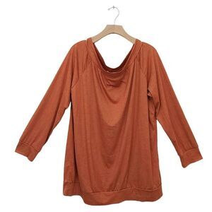Halife Top Blouse Womens XXL Scoop Neck Dolman Sleeve Lightweight Rust Casual